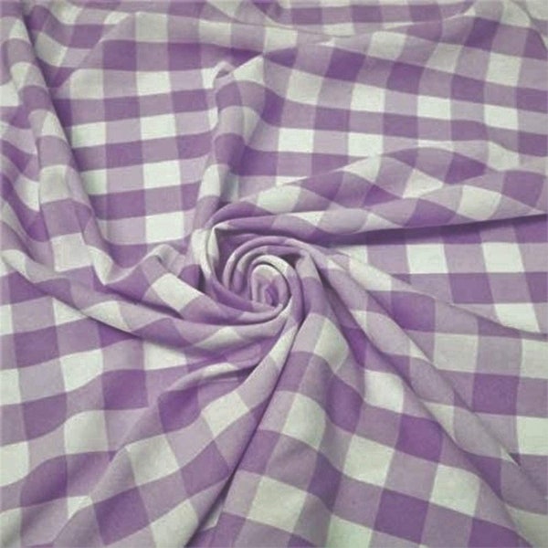 Lilas et blanc, 152,4 cm de large 100 % polyester popeline tissu à carreaux vichy