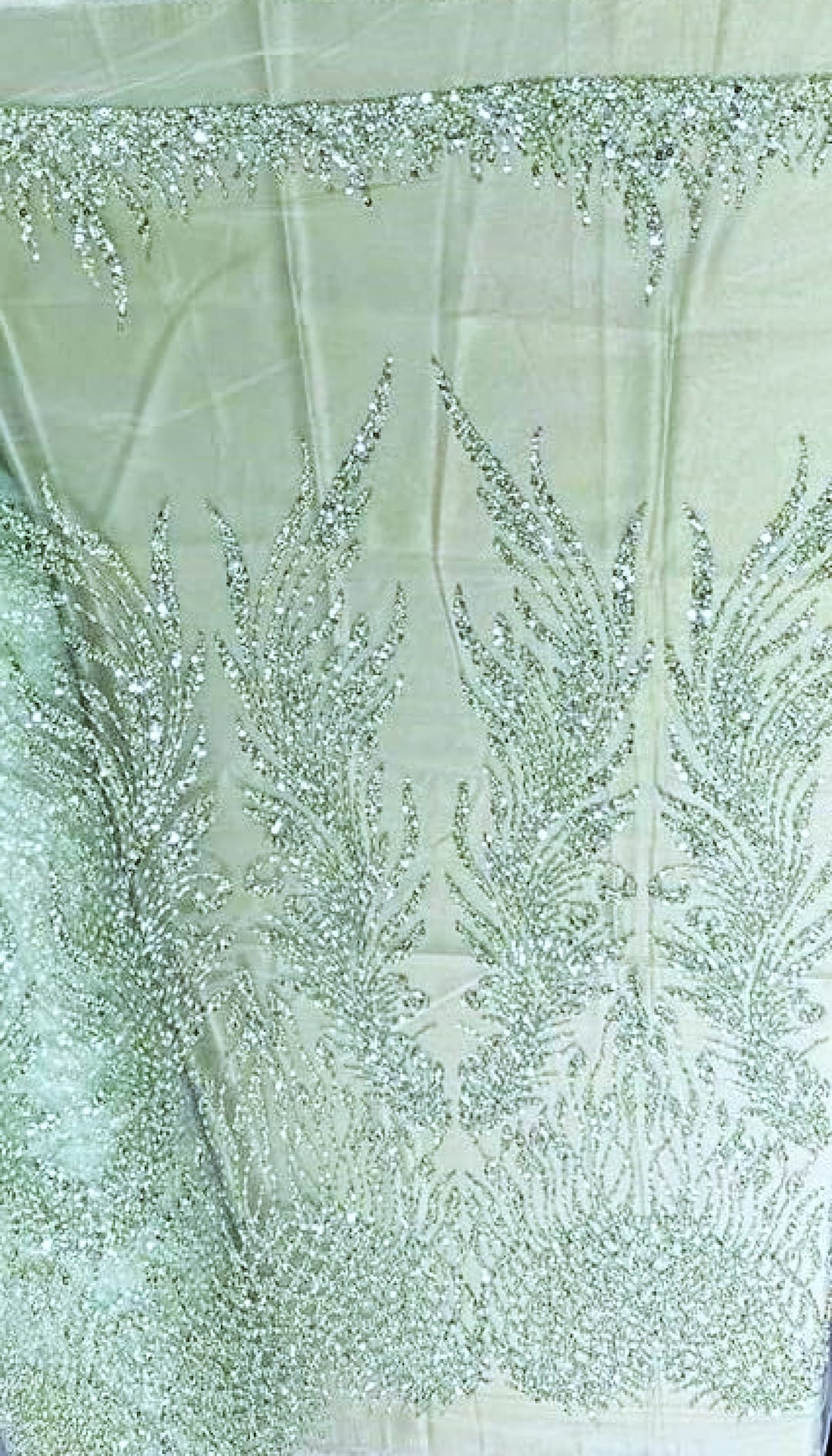 ANGEL WINGS SEQUIN DESIGN ON A 4 WAY STRETCH MESH-PROM-NIGHTGOWN-BY YARD. (ANGEL WINGS By the Yard ROYAL BLUE-BLACK)