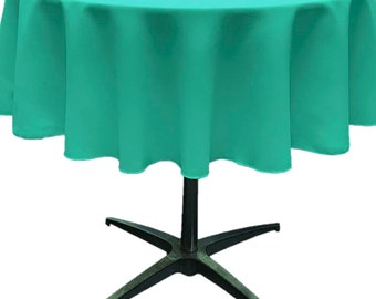 Aqua Green, Round Polyester Poplin Table Overlay, Coffee Table Cover and Party Decoration. Made in USA.