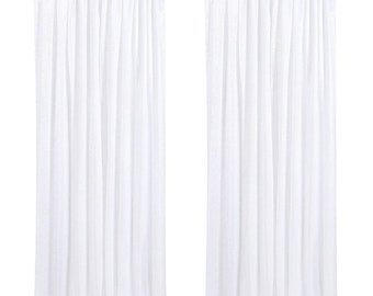 White 2 Curtains Panels  Mini Glitz Sequins Backdrop Drape Curtain for Photo Booth Background, Party Decoration.