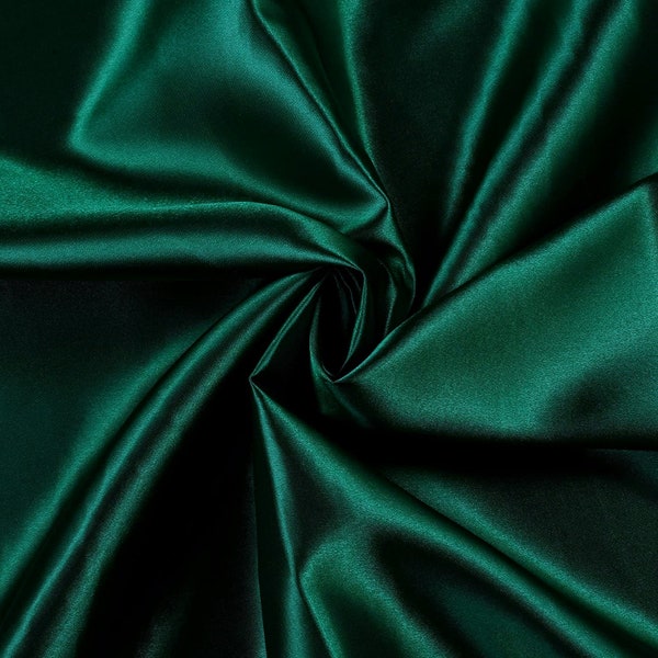 Hunter Green, 58/60” Wide Light Weight Shiny Medium Satin Fabric.