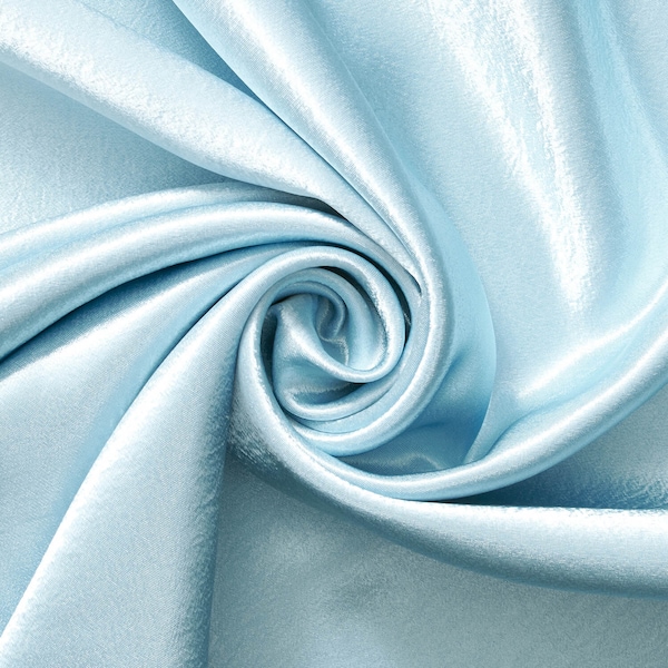 Light Blue  60" Inches Wide Crepe Back Satin Bridal Fabric Draper-Prom-Wedding-Nightgown- Soft. Choose Quantity Below.