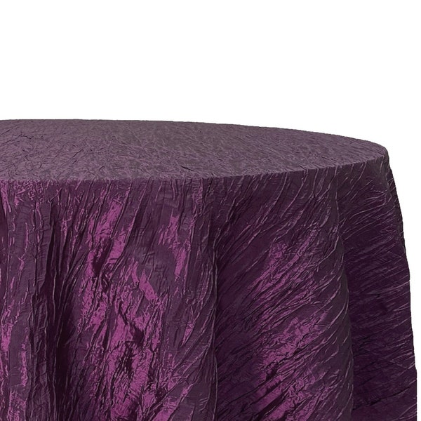 Eggplant  | Round Tablecloth | Light Weight Accordion Design | Crushed Taffeta Small Decorative Seamless Table Overlay, Choose Size Below.