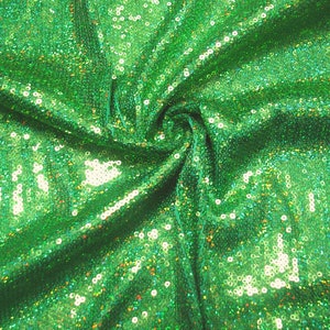 Lime Green 52 Wide 3mm Micro Mini Holographic Sequins on Stretch Polyester Spandex Fabric by The Yard image 3