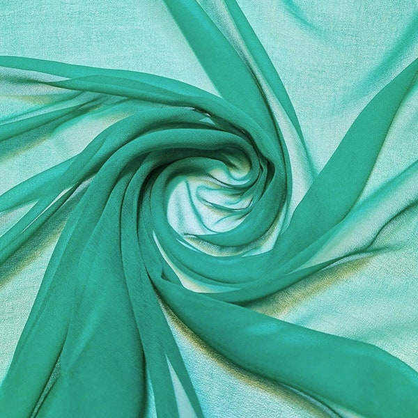 Jade Green 58" Wide, Silky Chiffon Fabric | Imitation Silk Chiffon | Super Soft & Flowy | 100% Polyester | Apparel | Costume | Decoration