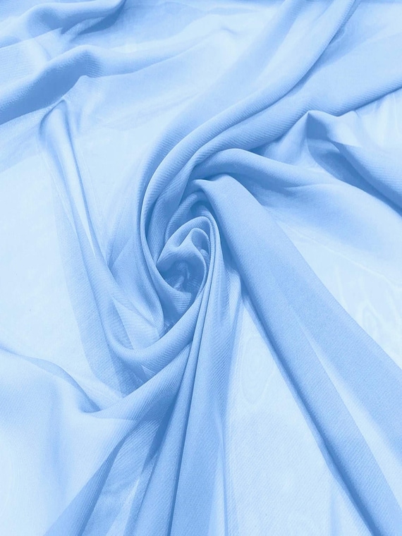 Tessuto chiffon di seta azzurro chiaro largo 60