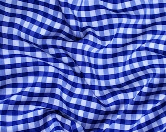 Royal Blue & White 60&quot; Wide 1/4&quot; Gingham Plaid Poly Cotton Fabric By The Yard.
