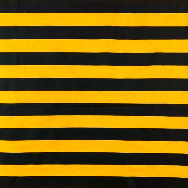 Black & Yellow  58/60" Wide 1" Stripe Print Poly Cotton Fabric