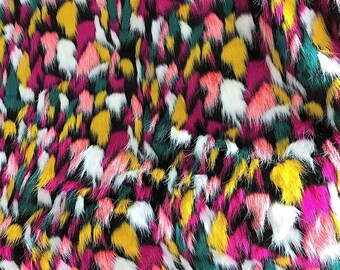 Halloween Multicolor Costume Shaggy Faux Fur Fabric By The Yard Can Be Used For -Clothing-Accessories-Rugs [Rainbow 1] main image 1