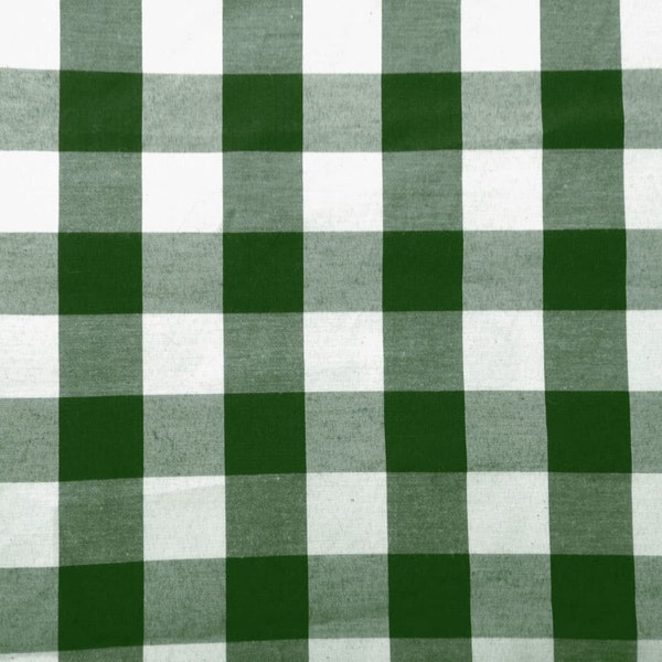 Hunter Green & White  60" Wide 65/35%  Poly/Cotton Gingham Checkered Plaid Fabric By The Yard