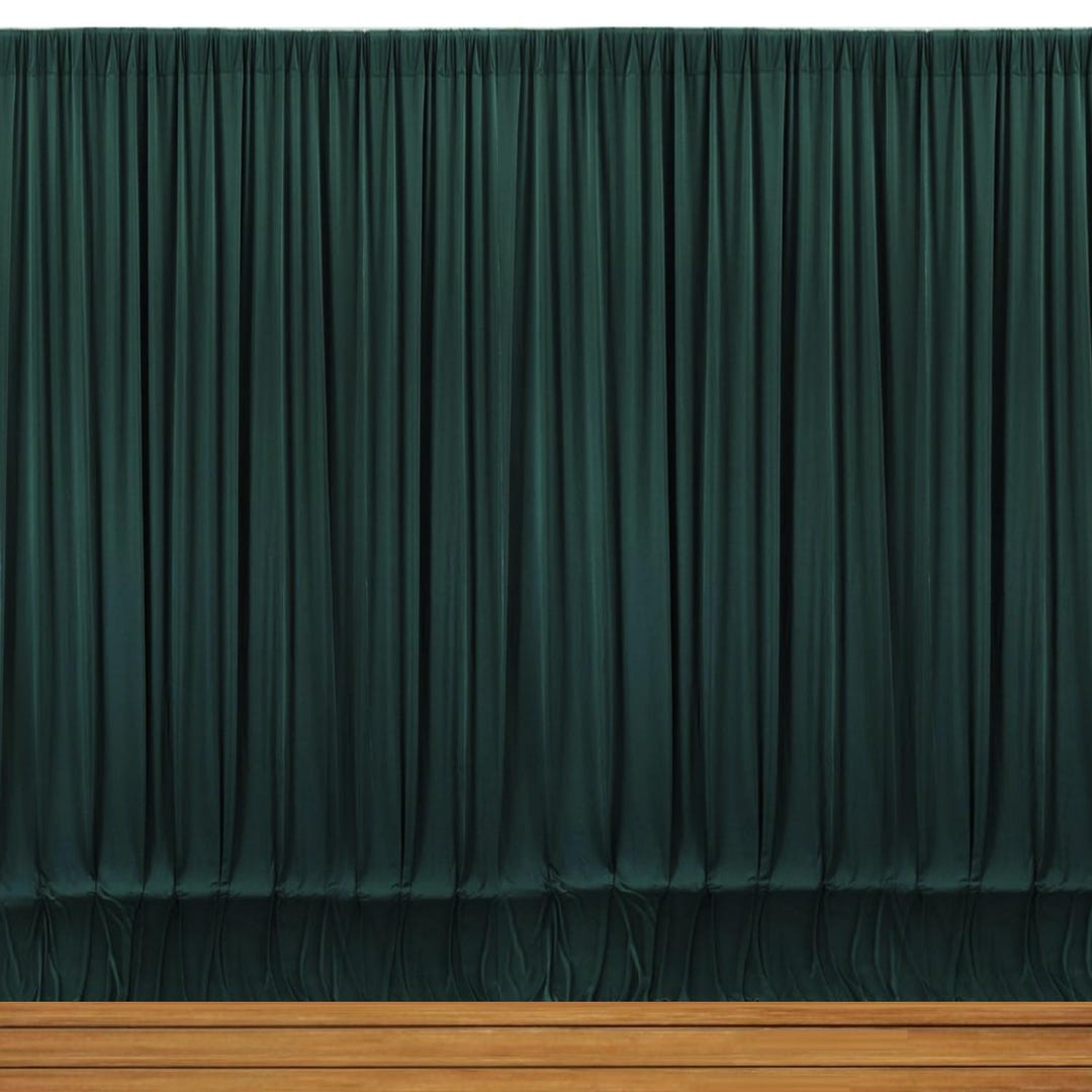 2 Panels 5 Feet Wide Polyester Seamless Backdrop Drape Curtain Panel - (Hunter Green, main image 0