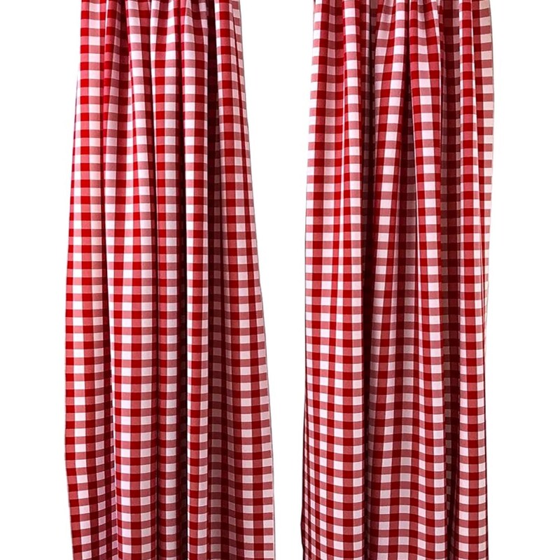 Checkered Country Plaid Gingham Checkered Backdrop Drapes Curtains Panels, Room Divider, 1 Pair - White & Fuchsia ) Choose Size Below main image 0