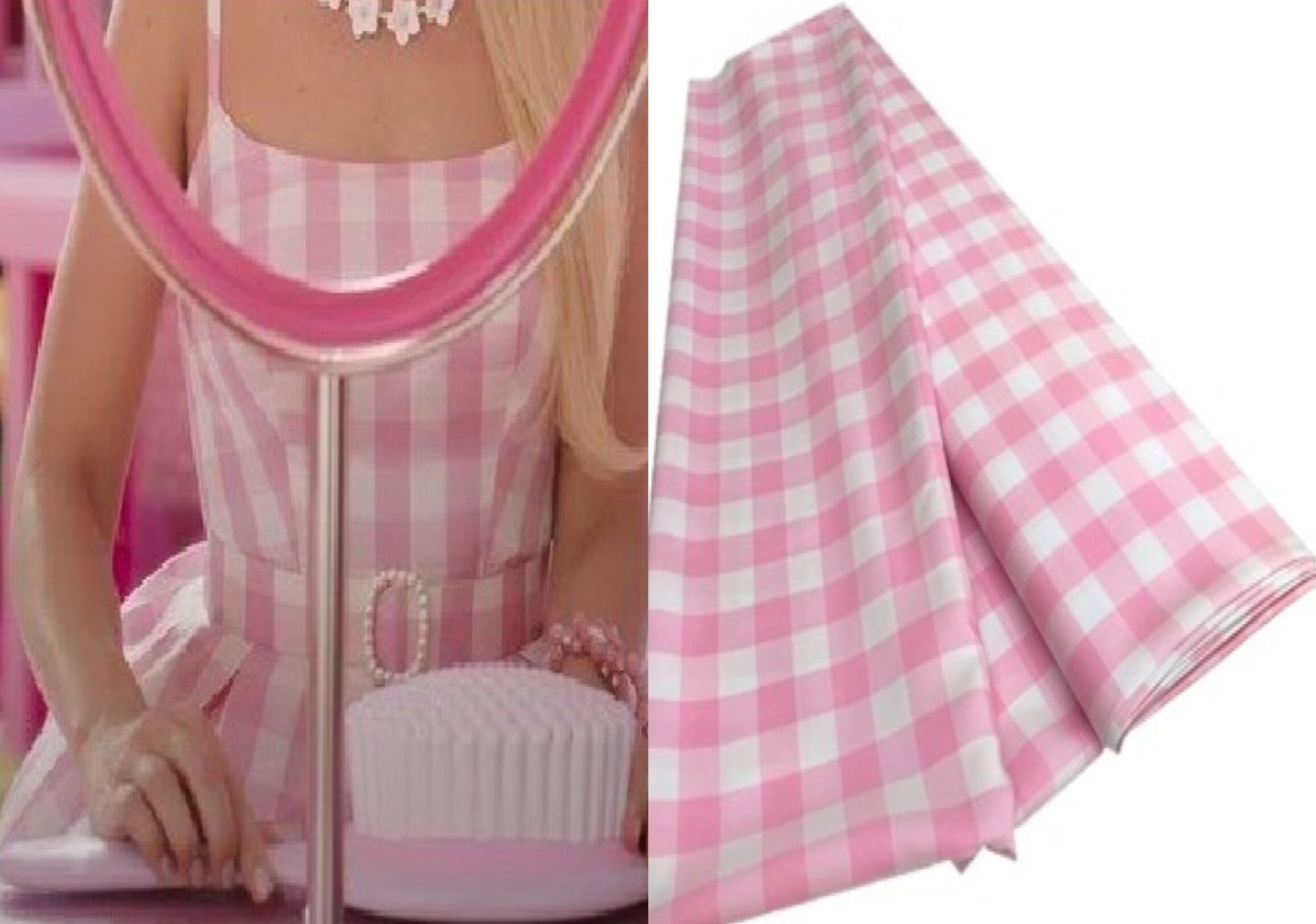 Baby Pink & White  60" Wide 65/35%  Poly/Cotton Gingham Checkered Plaid Fabric By The Yard