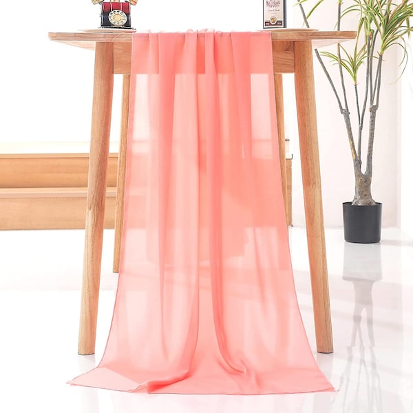 Coral Chiffon Table Runner Extra Long, Wedding Runners, Holiday Table Runners, Long Table Runners,