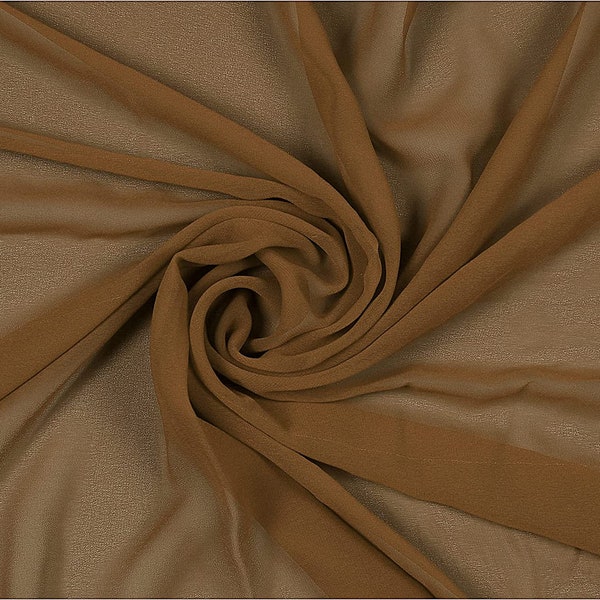 Taupe 58" Wide, Silky Chiffon Fabric | Imitation Silk Chiffon | Super Soft & Flowy | 100% Polyester | Apparel | Costume | Decoration.