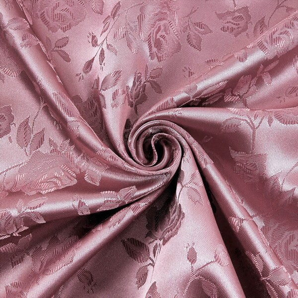 Dusty Rose   58" Wide 58/60" Wide Polyester Rose Floral Brocade Jacquard Satin Fabric by The Yard