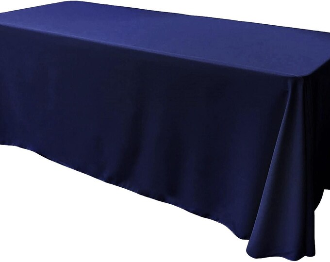 Polyester Poplin Rectangular Tablecloth Navy Blue. Choose Size Below main image 1