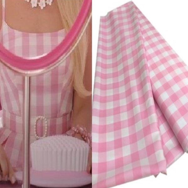 Pink Checkered Gingham Fabric Etsy