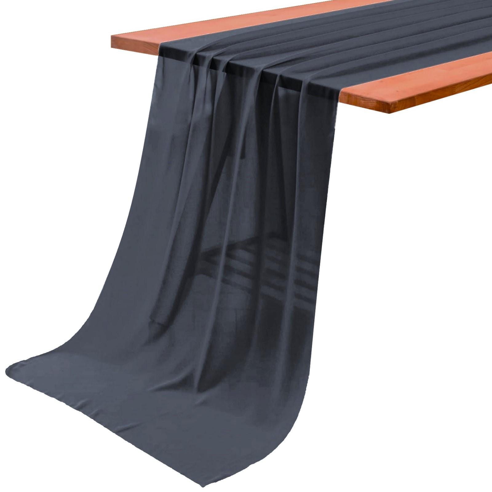 Luxury Extra Long See Through Dull Chiffon Table Runner, Wedding Runners, Holiday Table Runners