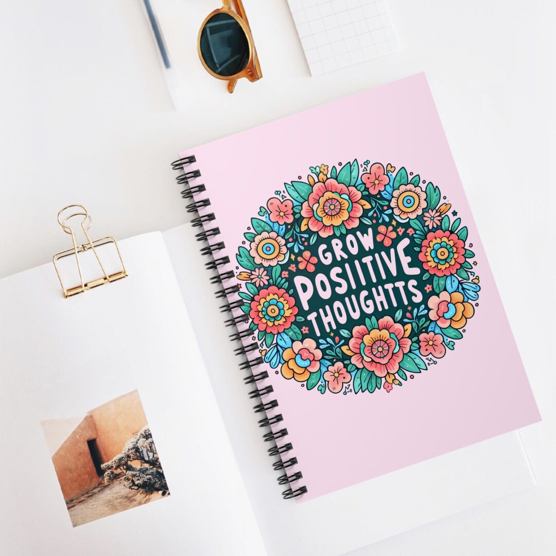 Grow Positive Thoughts Pink Spiral Notebook/journal Ruled Line - Etsy