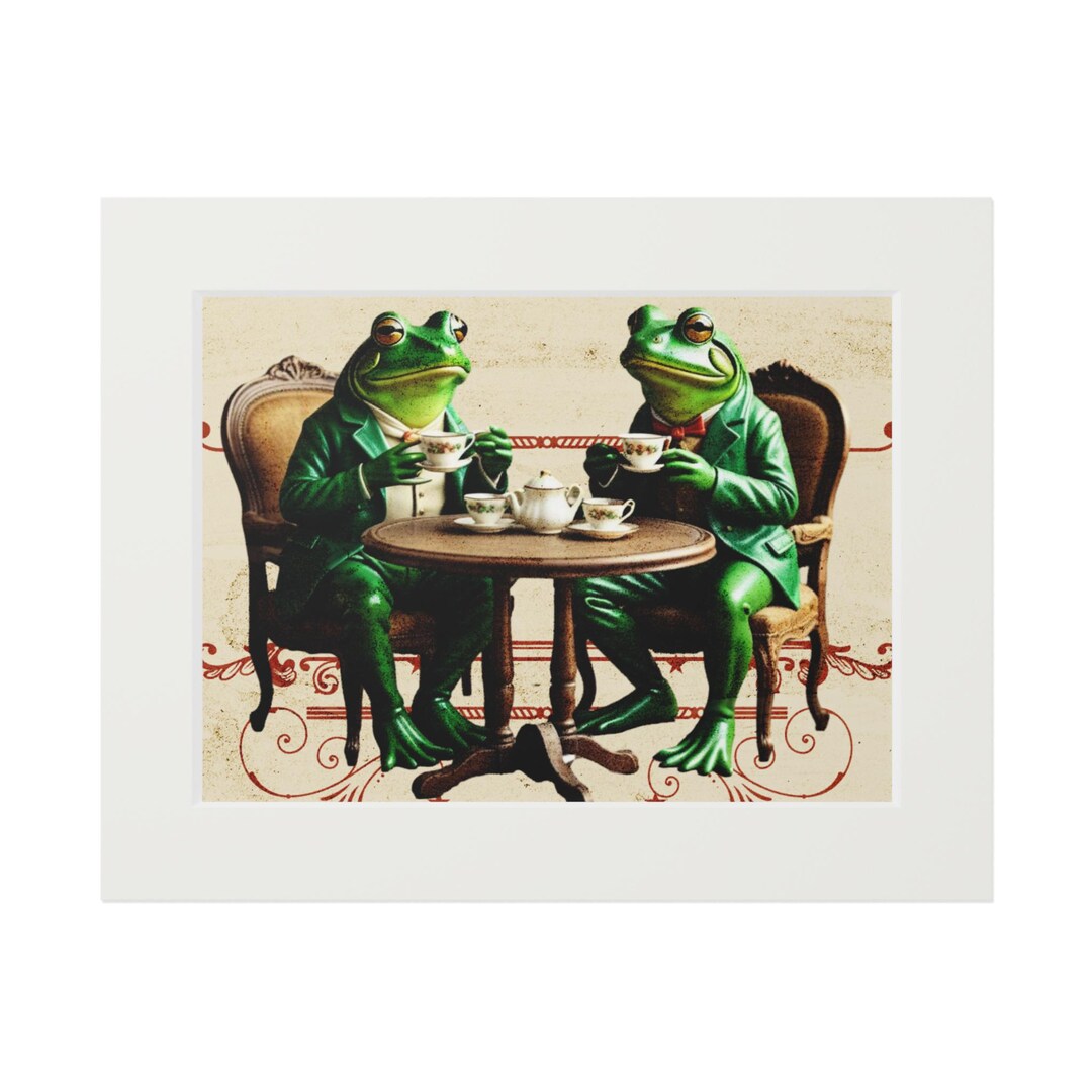 Vintage Frogs Sipping Tea Gloss Posters frame No Included - Etsy