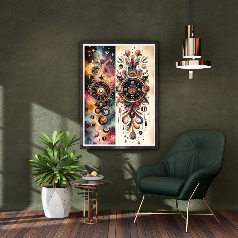 Zodiacinspired Digital Printable Wall Art Bohemian and Astrological