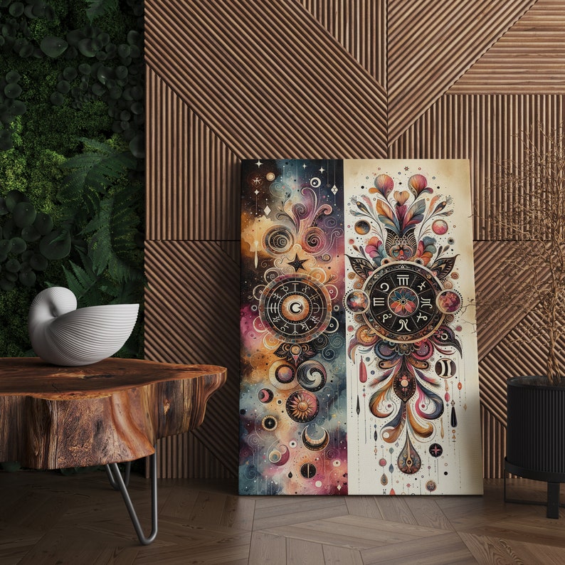 Zodiacinspired Digital Printable Wall Art Bohemian and Astrological