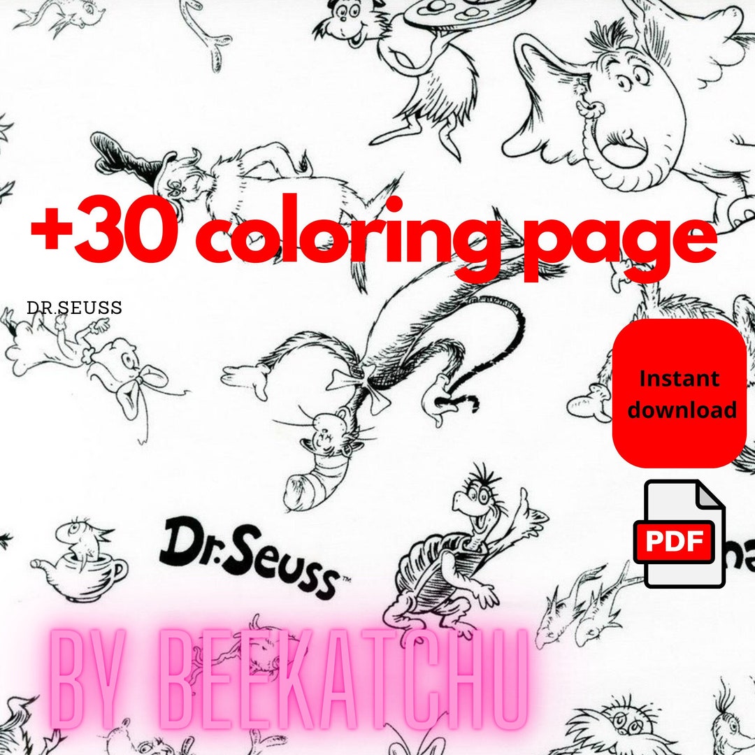 Dr. Seuss Coloring Pages Digital Download PDF ZIP - Etsy