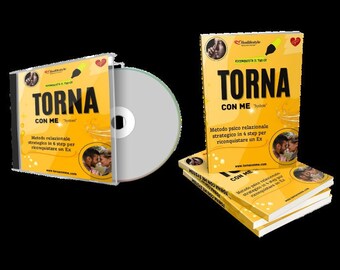 May include: A yellow and red book with the title "TORNA CON ME" and the text "Metodo psico relazionale strategico in 4 step per riconquistare un Ex". The book is on top of a stack of three books with the same title and design.