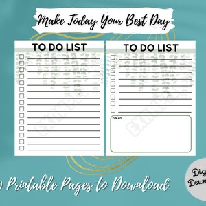 Lista de tareas pendientes y planificador. Listas de casillas de verificación diarias y semanales. Planificadores minimalistas con secciones de planificación de comidas. Tareas semanales en PDF imprimible para usar