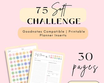 75 Soft Challenge Tracker, Diario giornaliero 75 Soft Challenge, 75 Soft Challenge, Sfida di 75 giorni stampabile, Diario di fitness, Modificabile, Abitudine