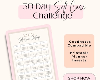 30 Day Self Care Challenge Printable, 2025 Self Care Challenge, Self Care Challenge, Self Care Digital Download, Printable Planner Insert.