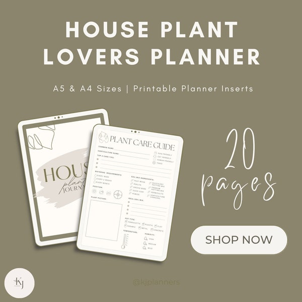 Plant Planner Printable A5 Inserts, Houseplant Planner Garden Journal, Plant Watering Schedule Log, Indoor Plant Care Tracker, Plant Diary