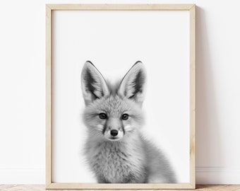 Woodland Fox Portrait, Animal Nursery Decor, Neutral Color Wall Art ...
