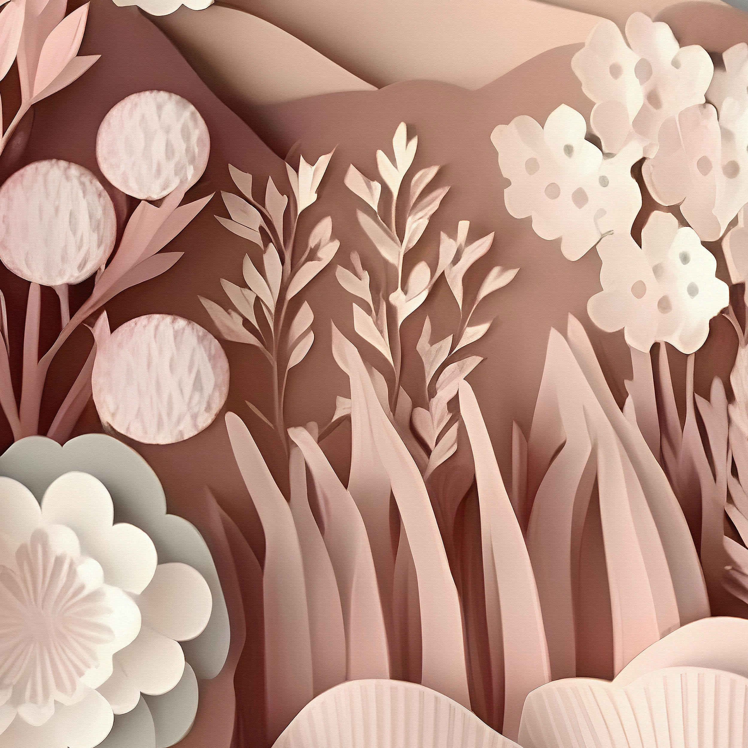 Blush Pink Mountains Nursery Decor, Wildflowers, Neutral Nordic Color