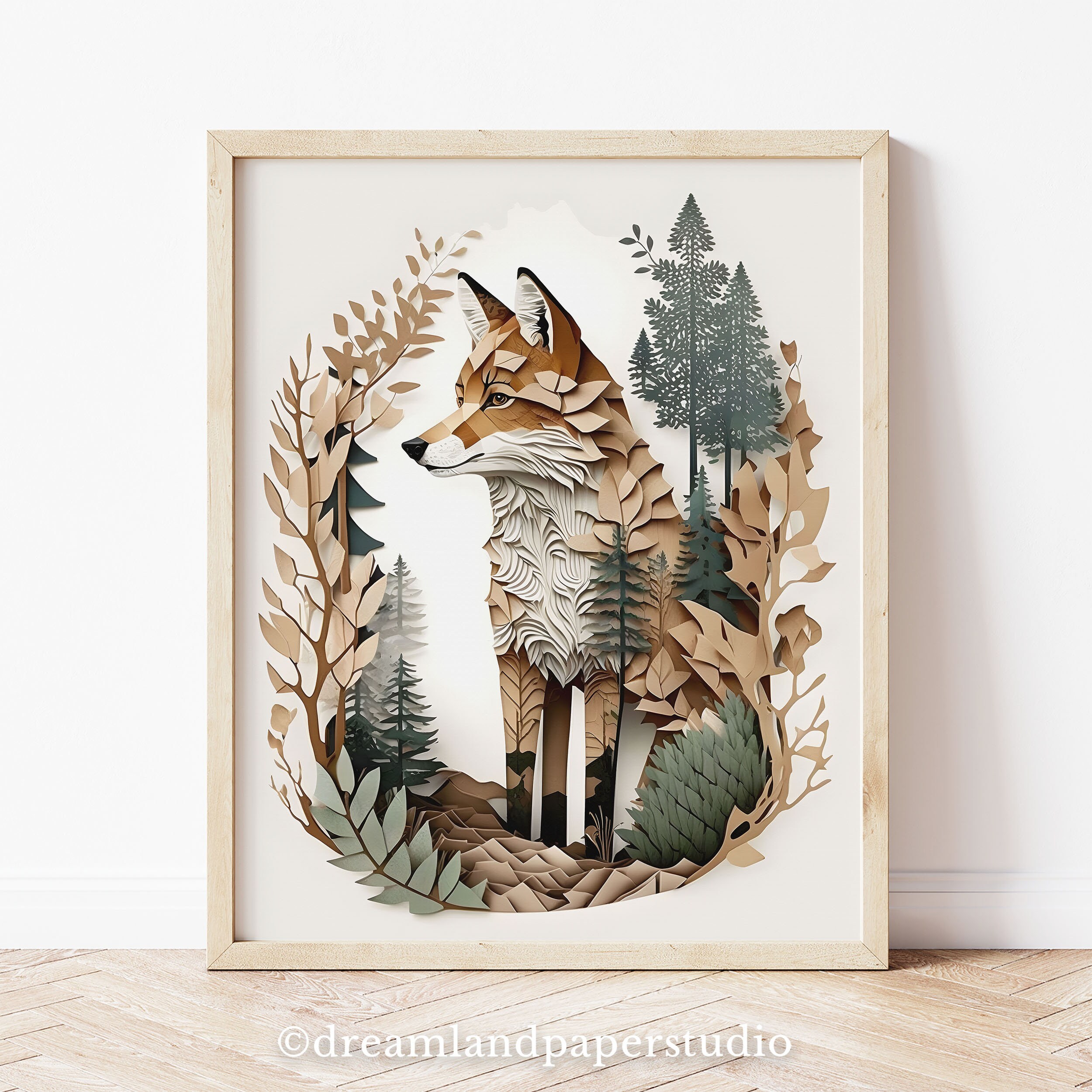 Fox Portrait Nursery Decor Woodland Animal Art Rustic Earthy Etsy