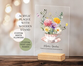 Personalized Birth Flower Bouquet Acrylic Plaque - Grandma's Garden Gift
