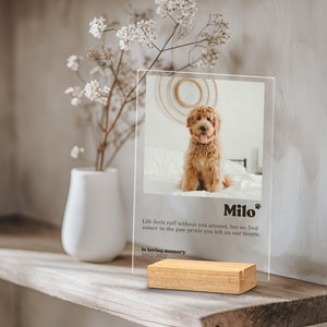 Pet memorial gift on acrylic plaque, Bespoke photo memorial, Pet loss gift, Dog loss sympathy gift, Dog remembrance gift, Pet bereavement