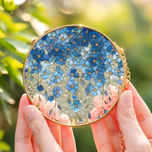 Vergissmeinnicht Sonnenfänger aus Glas mit optionalem goldenen Ständer - Beileid Geschenk für Fehlgeburt Mama, Erinnerungsfenster Dekoration