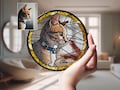 Custom Cat Portrait from Photo Suncatcher, Pet Sun Catcher Memorial, Stained Glass Pet Memorial, Personalized Pet Portrait Housewarming Gift product logo
