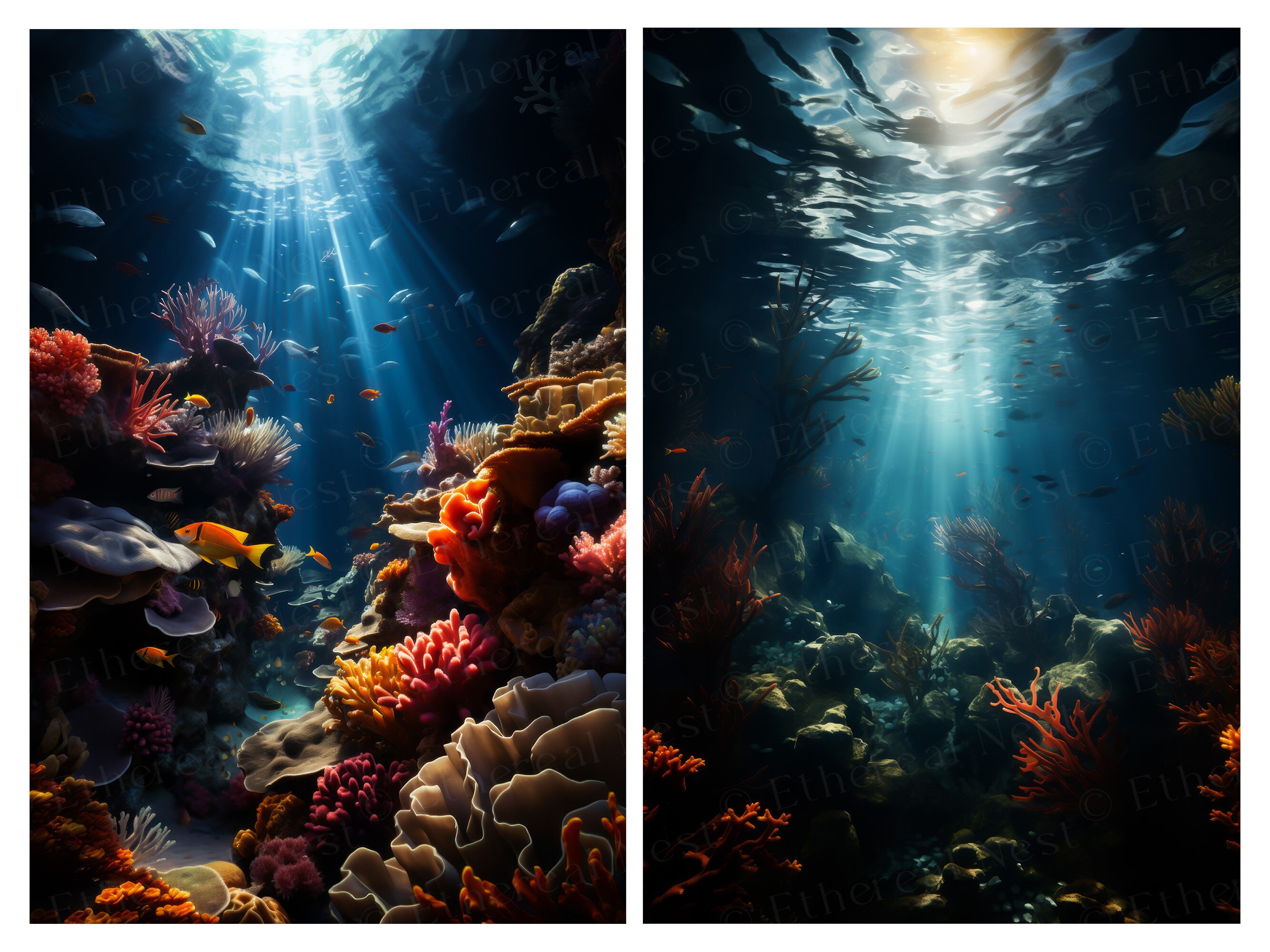 170 Underwater Digital Backdrop Ocean Underwater Background Etsy