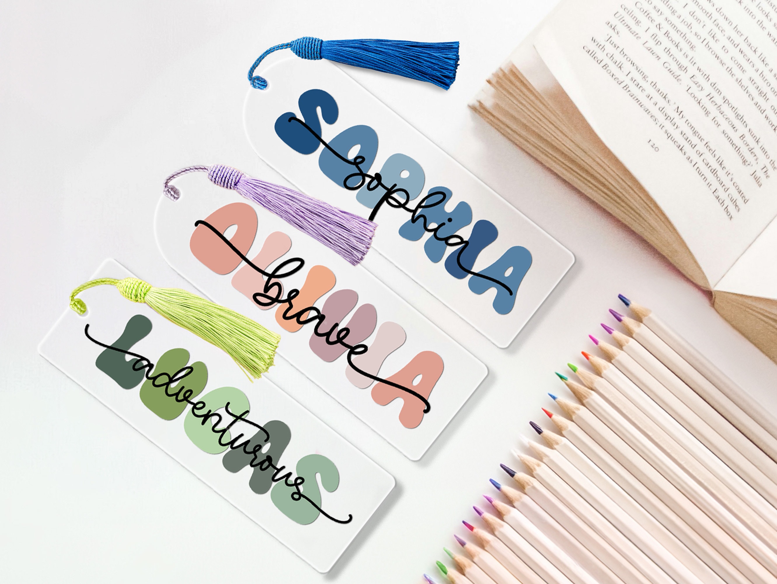 Personalized Bookmark with Name, Back to School Acrylic Bookmark, Best Friend Gift, Book Lover Gift, Cute Book Mark, Graduation Gift