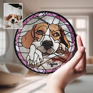 Custom Dog Portrait from Photo Glass Suncatcher, Horse Memorial Sun Catcher Stained Glass Pet Memorial Gift, Pet Personalized Dog Lover Gift
