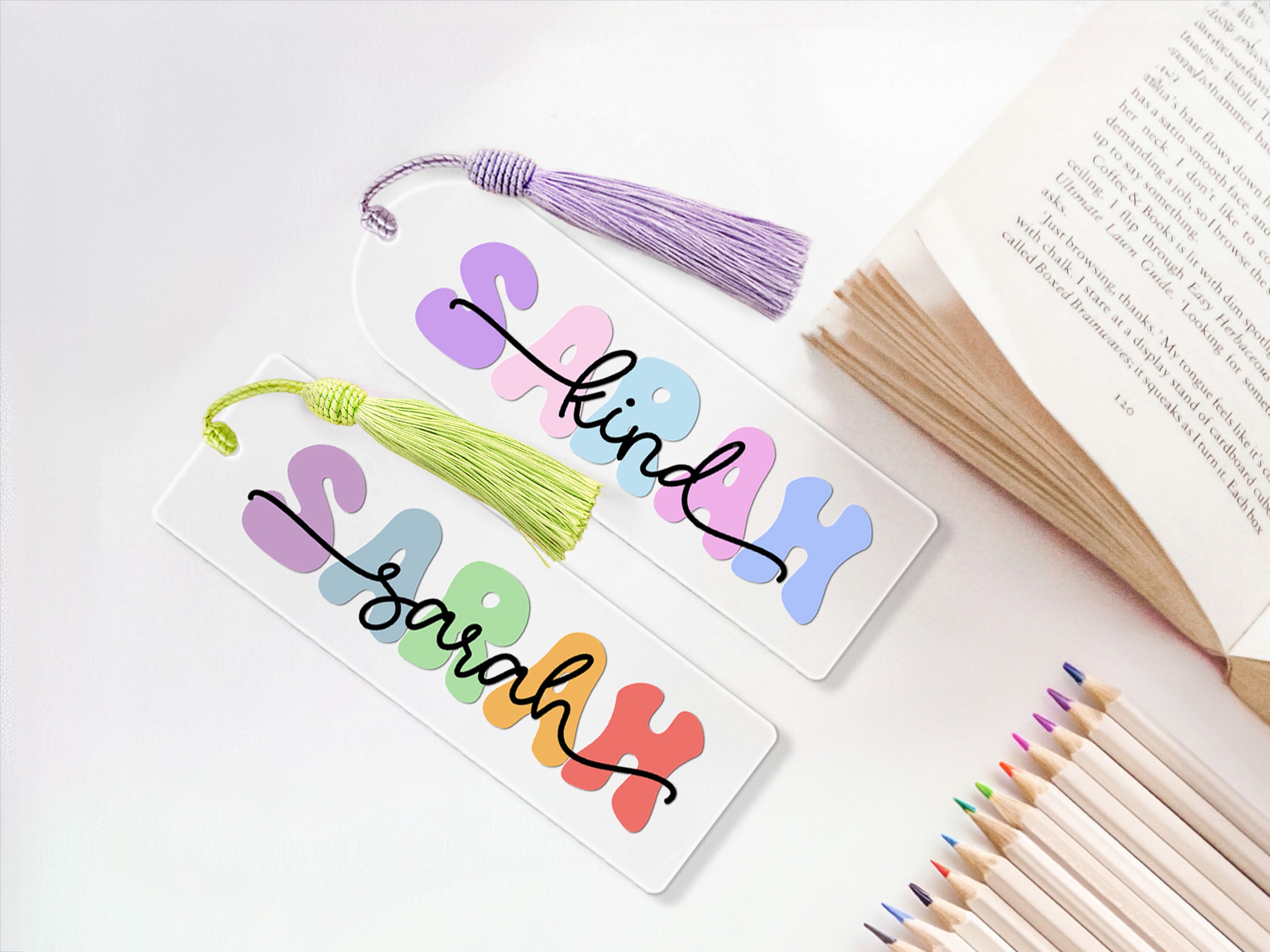 Personalized Bookmark with Name, Back to School Acrylic Bookmark, Best Friend Gift, Book Lover Gift, Cute Book Mark, Graduation Gift
