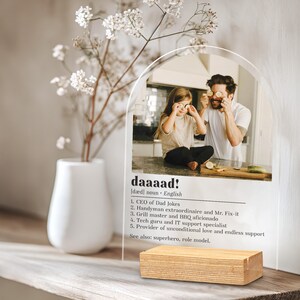 Personalisierte Papa Definition Plakette, Vatertagsgeschenk von der Tochter, personalisierte Geschenke für Papa, individuelle Fotorahmen, Papa Weihnachtsgeschenke