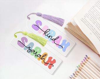 Personalized Bookmark With Custom Name, Back To School Acrylic Bookmark, Best Friend Gift, Book Lover Gift, Cute Book Mark, Graduation Gift