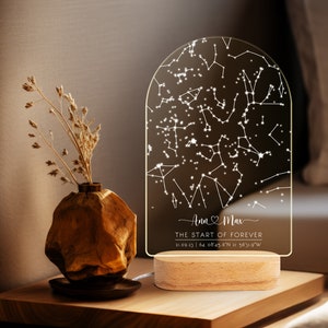 Sternkarte nach Datum benutzerdefinierte Nachtlicht, erste Datumskarte, personalisiertes Paargeschenk, personalisierte Geschenke, Valentinstagsgeschenke für ihn, Jahrestagsgeschenk