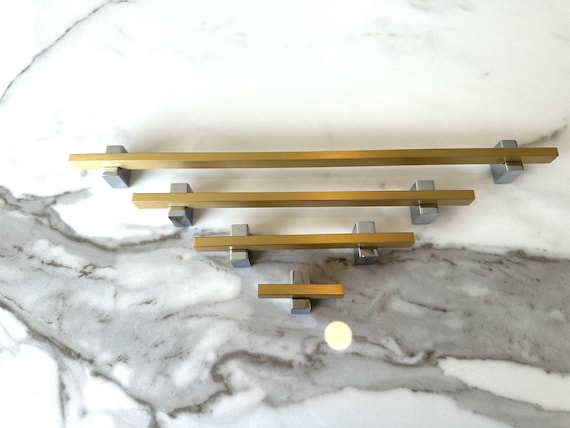 Lew's Two Tone Knobs and Handles Gold & Chrome Cabinet Hardware - Etsy