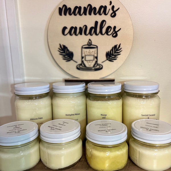 16 OZ/ 4 OZ Soy Mason Farmhouse Candle jars, Choose your scent