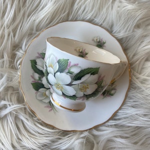 Vintage Royal Vale Teacup & Saucer, Made in England, Fine Bone China, Floral Pattern, Gold trim